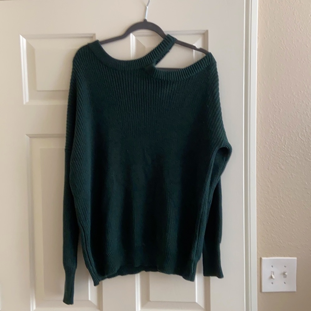 Emerald Off Shoulder Sweater, Size: L